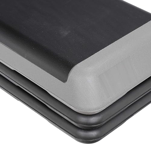 43" Exercise Aerobic Step Platform, Adjustable Fitness Stepper, with 4 Removable Risers for Home Gym Cardio Strength and Training - color: Black