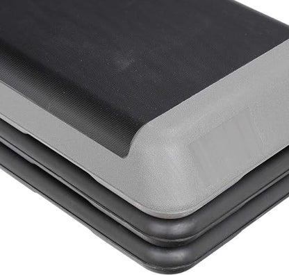 43" Exercise Aerobic Step Platform, Adjustable Fitness Stepper, with 4 Removable Risers for Home Gym Cardio Strength and Training - color: Black