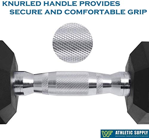WF Athletic Supply Rubber Coated Hex Dumbbell Set, Multiple Choices Available - Dumbbells with Rack Stand and Mat, or Dumbbells Only (200/550/1200/2100/3000 LB)