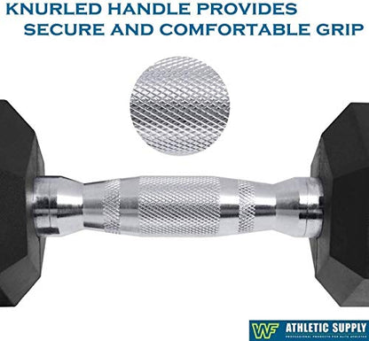 WF Athletic Supply Rubber Coated Hex Dumbbell Set, Multiple Choices Available - Dumbbells with Rack Stand and Mat, or Dumbbells Only (200/550/1200/2100/3000 LB)