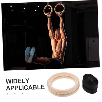 Wooden Gymnastic Rings with Adjustable Straps Bodyweight Workout Rings for and Reliable Exercise Equipment for Strength and Flexibility