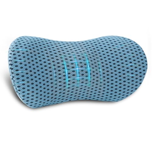 Lumbar Pillow, Memory Foam Lumbar Support Pillow for Office Chair and Car Seat, Ergonomic Streamline Back Pillow for Lower Back Pain Relief, Back Support Pillow for Sitting, Driving, Traveling - color: Blue