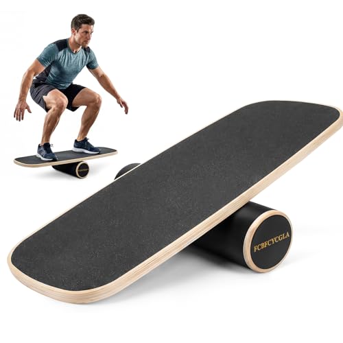 Balance Board with Adjustable Stoppers, Surf Balance Trainer for Adults, Wooden Balance Board for Core Strength & Balance Control, Skateboard Snowboard Training Equipment