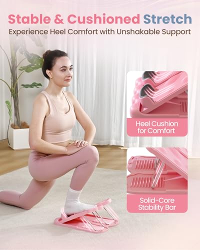 kisnbld Slant Board, 3 in 1 Calf Stretch Board with Foot Massager & Resistance Bands, 12-Level Adjustable Incline Calf Stretcher for Relieving Calf Ankle Achilles Pain, Balance Exercise Trainer