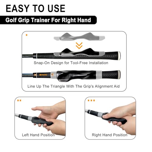 Golf Grip Trainer Right Hand, Grip Trainer Golf Club, Correct Hand Position - color: gray