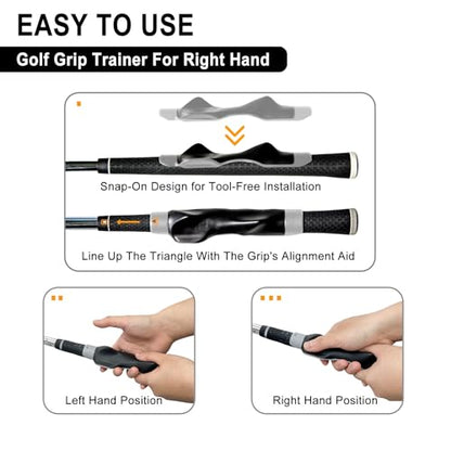 Golf Grip Trainer Right Hand, Grip Trainer Golf Club, Correct Hand Position - color: gray