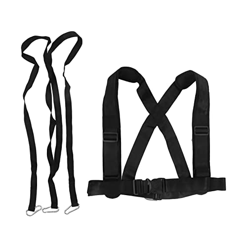Sled Pulling Strap with Padded Shoulder Harness, Heavy Duty Nylon Resistance Training Equipment for Tire Sled Drag, Strength and Speed Workout for Football Runners
