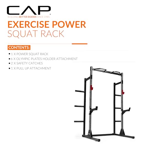 Cap Barbell Power Rack with Pull Up Bar & Attachments - Multiple Colors - color: GRAY