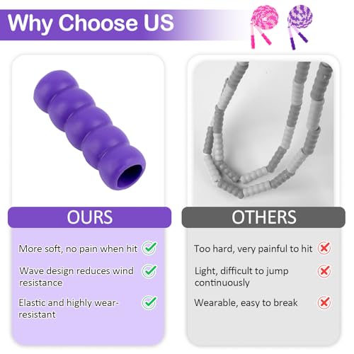 Jump Rope for Kids, Adjustable Jump Ropes for 4 5 6 7 8 10 12, Tangle Free - color: Pink and Purple
