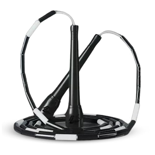 Buddy Lee New Beaded Jump Rope – Adjustable Skipping Rope for Adults – Durable, Tangle-Free Fitness Jump Rope with Ergonomic Handles for Cardio, Training & Outdoor Workouts - color: Black/White