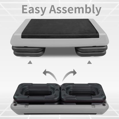 4''-6''-8''Adjustable Aerobic Stepper w/4 Risers Health Workout Step Platform for Sports & Fitness