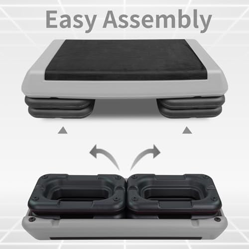 Adjustable Aerobic Stepper Workout Step with 4 Risers Fitness & Exercise Platform Trainer