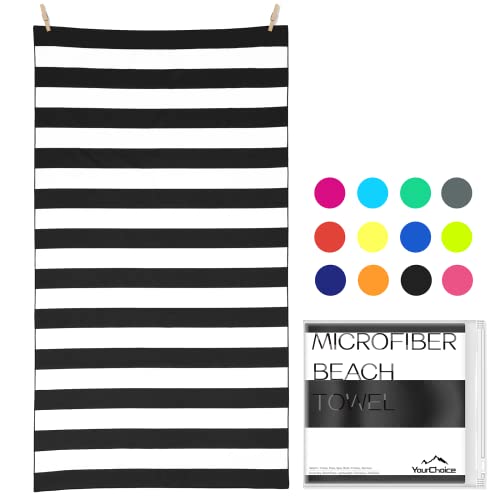 Your Choice Microfiber Beach Towel Sand-Free Quick Dry (67"x35"/60"x30") - color: Z-black Stripes, size: Extra Large(67x35")