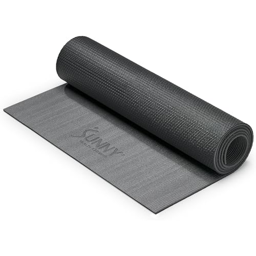 Sunny Health & Fitness Non-Slip Yoga Mat – Durable, Anti-Tear, Lightweight, Cushioned Support for Yoga, Pilates, Stretching Exercises, Meditation and Floor Workouts | Multiple Sizes & Colors - color: Premium Grey