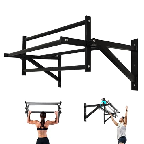Wall Mounted Pull Up Bar Chin Up bar Multifunctional Dip Station for Indoor Home Gym Workout, Power Tower Set Training Equipment Fitness Dip Stand Supports to 440 Lbs