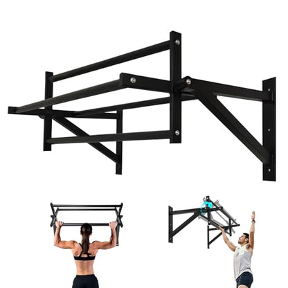 Wall Mounted Pull Up Bar Chin Up bar Multifunctional Dip Station for Indoor Home Gym Workout, Power Tower Set Training Equipment Fitness Dip Stand Supports to 440 Lbs