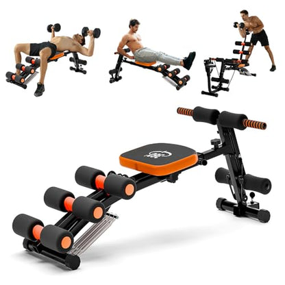 All-in-One Abdominal Workout Bench,Ab Crunch Machine and Home Gym Equipment - Thick Padding, 41.34 Inch Compact Foldable Bench for Push-Ups or Curls in Small Spaces