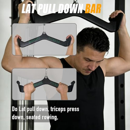 Home Gym Fitness Rowing T-bar V-bar Pulley Cable Machine Attachment, Bicep Curl Tricep LAT pulldown Bar Back Strength Training Handle Grips LAT Pull Down Bar for Seat Row Workout - style: Btbar 1903