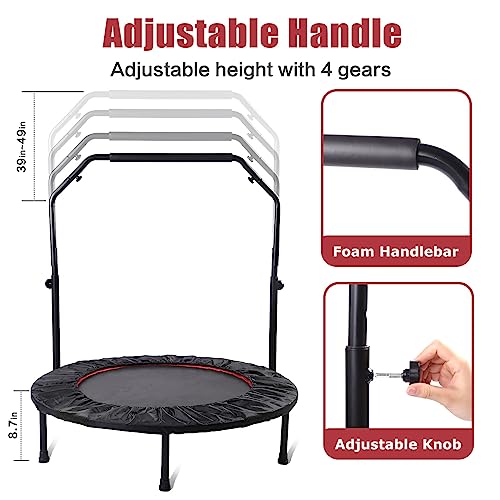 Rebounder Trampoline for Adults, 40"/50" Foldable Spring Fitness Trampoline - 450 lbs Capacity, Quiet & Stable Indoor/Outdoor Exercise Equipment for Cardio Workout