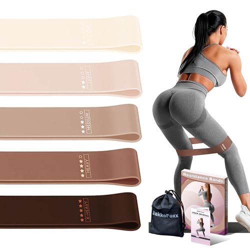 Resistance Loop Exercise Bands, Resistance Bands Exercise Bands for Home Fitness, Stretching, Strength Training, Physical Therapy,Elastic Workout Bands for Women Men Kids, Set of 5 - color: Coffee