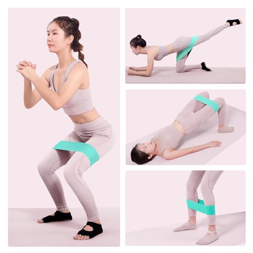 Glute Bands and Stretch Strap Set, Booty Band with 11 Loop Stretch Band for Women, Pilates, Yoga, Leg and Glute Workout, Flexibility Training and Home Exercise - color: Blue+Green