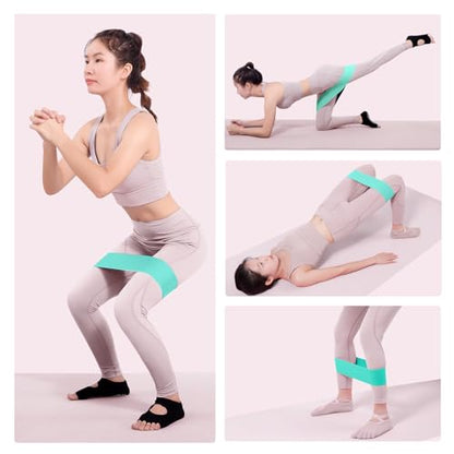 Glute Bands and Stretch Strap Set, Booty Band with 11 Loop Stretch Band for Women, Pilates, Yoga, Leg and Glute Workout, Flexibility Training and Home Exercise - color: Blue+Green