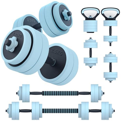 PASYOU Adjustable Dumbbell Set, 45lbs Free Weight Set with Connector, 5 in 1 Weight Set Used as Kettlebells, Barbell, Push up Stand, Fitness Exercises for Home Gym Suitable Men/Women