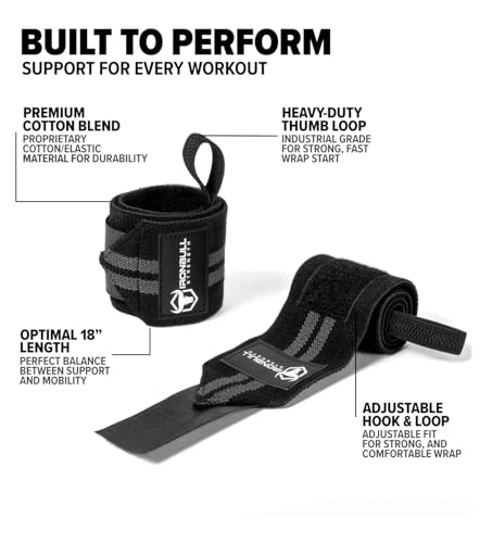 Wrist Wraps for Weightlifting (USPA & IPL Approved) - 18” Premium Quality Wrist Straps for Weightlifting - Weight Lifting Wrist Wraps with Thumb Loop - Best Gym Wrist Wraps for Lifting Weights, Curls & Dips - Lifting Wrist Wraps for Bench, Powerlifting &
