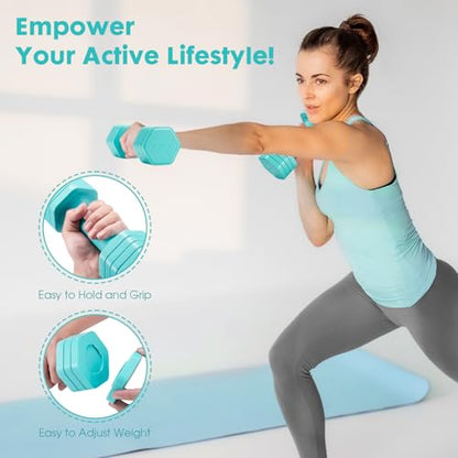 EQUIPRO Adjustable Dumbbell Set, 4 in 1 Free Weights Dumbbells Set for Women, Weights for Women at Home, 2lb 3lb 4lb 5lb with TPU Soft Rubber Handle for Home Gym Exercise Training - color: Blue