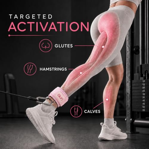 Ankle Strap for Cable Machine - Padded Neoprene Cuff with Stainless Steel D-Ring for Comfort & Support During Glute Kickbacks, Leg Extensions, Hip Abductors & Lower Body Workouts
