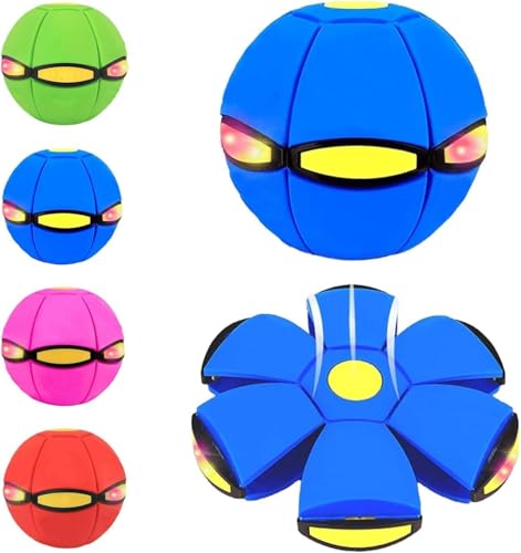 Magic Bouncing Ball, Magic Bouncing Ball with 6 Light, Dual Form Freely Switchable, Parent-Child Interaction Suitable for Indoor & Outdoor Use (Blue) - color: Blue
