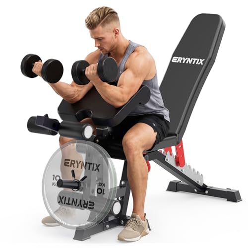 Adjustable Leg Extension and Curl Machine, Foldable Pro Heavy-Duty Weight Bench, 1600LBS Workout Bench, 21-Position Multifunctional Weight Benchs, Iscc Plus Certified for Home Gym