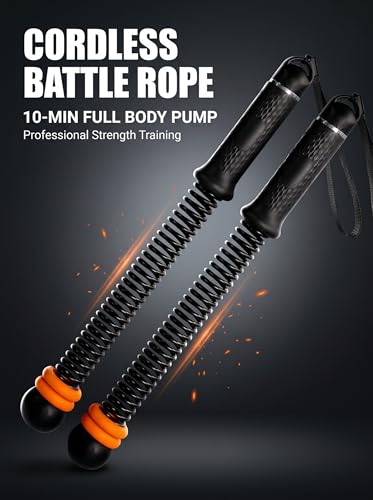 Weighted Ropeless Battle Ropes, Adjustable Resistance Cordless Exercise Rope with Non-Slip Handles, Low Noise Portable Workout Rope for Home Gym HIIT Training (Black)