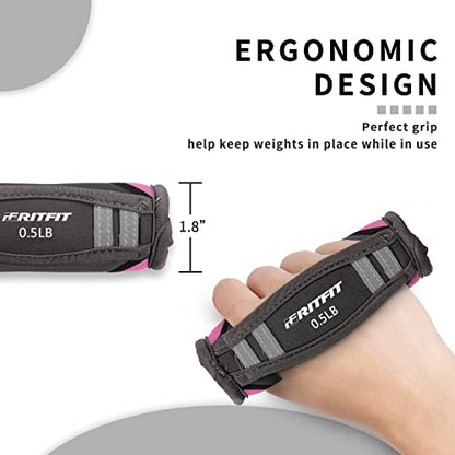RitFit Soft Hand Weights Set - 0.5/0.75/1/1.5/2 LBS (1 Pair) Walking Dumbbell for Women & Men with Reflective Straps - Jogging, Running, Physical Therapy, Aerobics - Pink Orange Blue Grey Black - size: 0.5lb each (1lb pair)