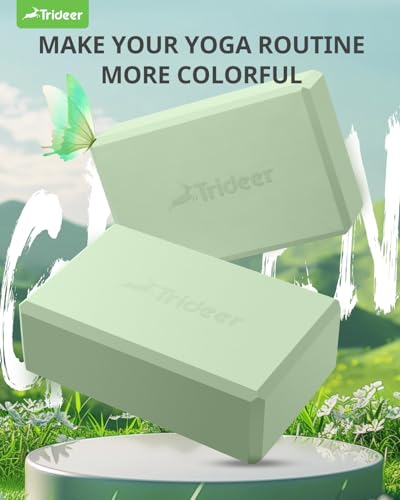 Trideer Yoga Block & Strap Bundle, Foam Yoga Block with 10-Loop Stretching Strap for Flexibility, Balance, Support & Recovery