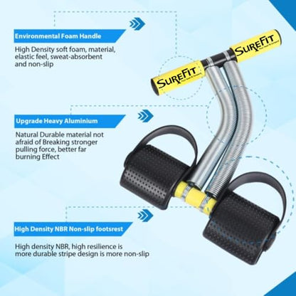 SUREFIT Double Spring Tummy Trimmer with Resistance Tube - Heavy Duty Full Body Workout Abdominal Exerciser-Standard Size - color: EXERCISE-KIT