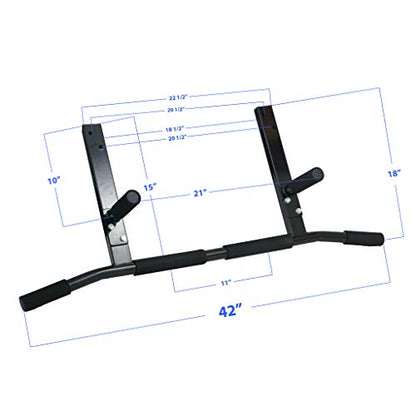 Joist Mount Pull Up Bar with Pull Up Assistance Bands - Commercial Gym Quality Pullup Bar with 41" Loop Exercise Pull-Up Assist Bands - color: JMPU plus Red and Black Bands