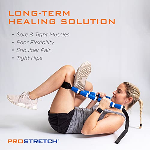 ProStretch StretchRite, Physical Therapy Stretching Strap with Grip Handles for Sore and Tight Muscles, Includes Instruction Guide, Blue/White