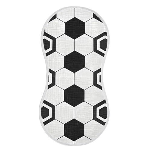 Soccer Print Muslin Burp Cloths 2 Pack - Extra Large 22"x11", 4-Layer Soft Absorbent Cotton, Waterproof Backing, Baby Drool Rags for Newborn