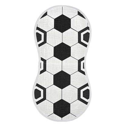 Soccer Print Muslin Burp Cloths 2 Pack - Extra Large 22"x11", 4-Layer Soft Absorbent Cotton, Waterproof Backing, Baby Drool Rags for Newborn