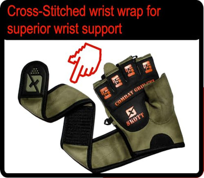Tactical Green Weightlifting Gloves Military Style Gym with Wrist Wrap Support Anti-Slip Gel Grip Flexible Finger Protection Durable Training for Fitness and Exercise (Unisex) - size: Large