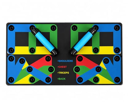 Push Up Board Fitness System, Portable Home Gym Workout Equipment with Resistance Handles, for Chest, Shoulders, Triceps & Back