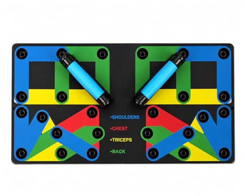 Push Up Board Fitness System, Portable Home Gym Workout Equipment with Resistance Handles, for Chest, Shoulders, Triceps & Back