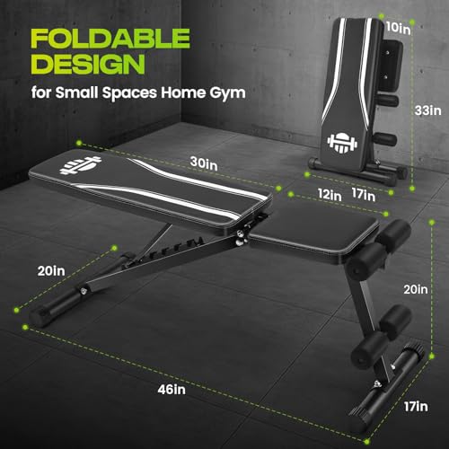 ANCHEER Basic Weight Bench for Home Gym, 660LBS Fast Foldable Workout Bench Press for Home Gym Strength Training, 8 Adjustable Backrests Incline/Flat/Decline Full Body Exercise - New Version