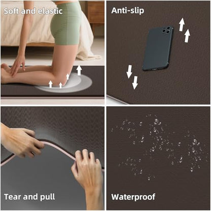 Extra Wide Yoga Mat 76"x40"x10mm TPE Double-Width Exercise Mat for Couples, Tall Yogis & Home Workouts, Non-Slip, Free of PVC & Latex - color: Brown + Beige