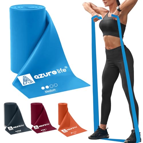 Professional Individual Exercise Resistance Bands, Single 5, 6,7 Ft or 8 Yards Elastic Bands, Non-Latex Stretch Bands for PT, Yoga, Pilates, Rehab, at-Home or The Gym Workouts - color: Blue - Medium, size: 8 Yards
