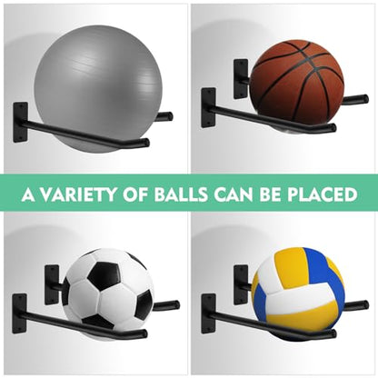 Medicine Ball Rack,Exercise Ball Holder,Wall Rack for Gym Garage Storage Yoga Ball,Suitable for Yoga Ball/Stability Ball/Barre Ball/Yoga Block/Volleyball/Basketball - color: 2 Black