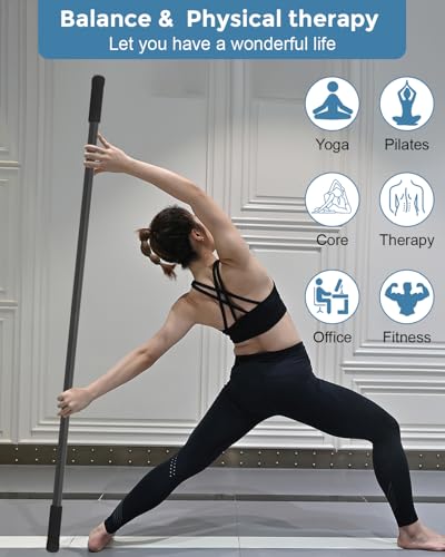 Yoga Stick, 5ft Exercise Stick for Mobility, Stretching Stick with Non-Slip Ends, Exercise Dowel for Pilates, Balance Pole and Stretch Bar for Stretching Equipment - size: 1 PCS 60 inches Sturdy Steel