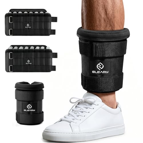 Adjustable Ankle Weights for Women & Men - 1-8/15lb Pair - Black | Removable steel plates & adjustable weight, comfortable & tear resistant. For walking, running, yoga, gym. 1 pair