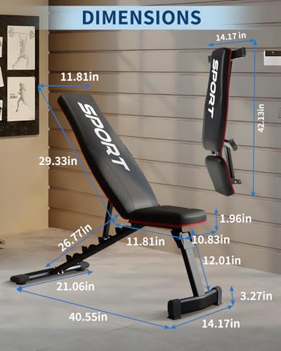 3-Second Foldable Weight Bench for Home Gym, 660LBS Capacity Adjustable Workout Bench with 5-Position Incline/Decline/Flat, Compact Exercise Bench for Bench Press & Dumbbell Training